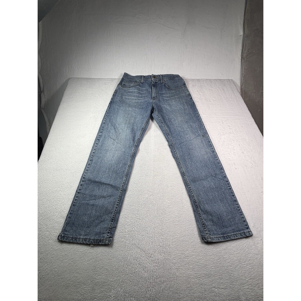 Lee Jeans Mens 36x29 Blue Dark Wash Cotton Stretch Relaxed Fit Denim Workwear